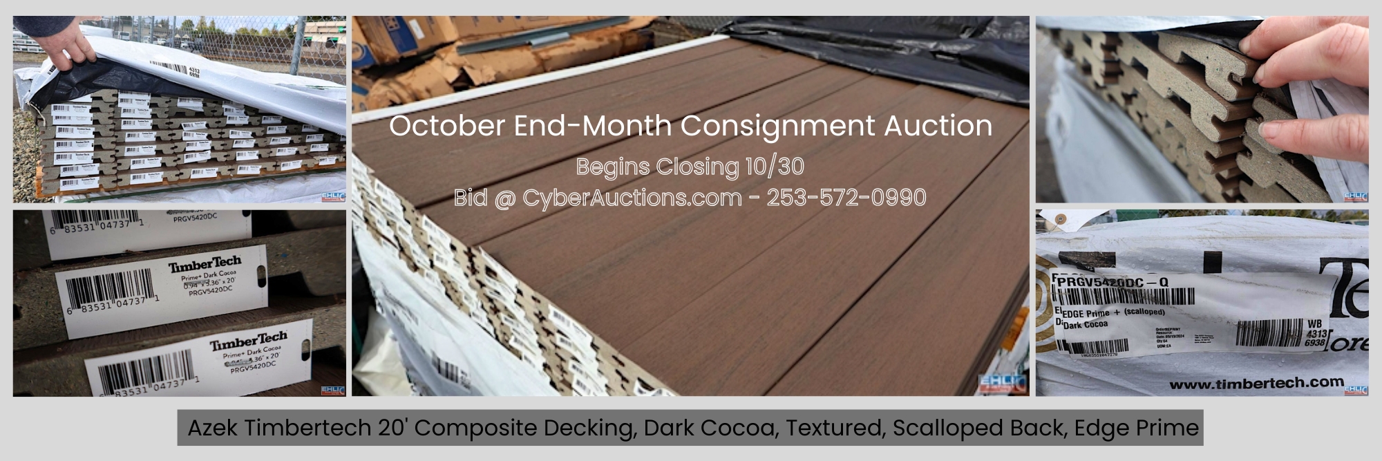 Azek Timbertech 20' Composite Decking, Dark Cocoa, Textured, Scalloped Back, Edge Prime (5)
